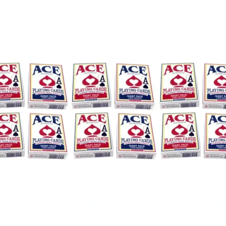 Cards>Ace Standard Size Playing Cards with Giant Faces - 6 Red Decks, 6 Blue Decks - Your Source for Gaming Essentials
