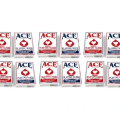 Cards>Ace Standard Size Playing Cards with Standard Faces - 6 Red Decks, 6 Blue Decks - Your Source for Gaming Essentials