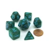 Dice>Acrylic Stardust 7-Die Polyhedral 16mm Dice Set - Green with Blue Numbers - Your Source for Gaming Essentials
