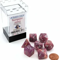 Dice>Aether Dice 7 Piece Polyhedral DnD Dice Set - Rasberry and Cream - Your Source for Gaming Essentials