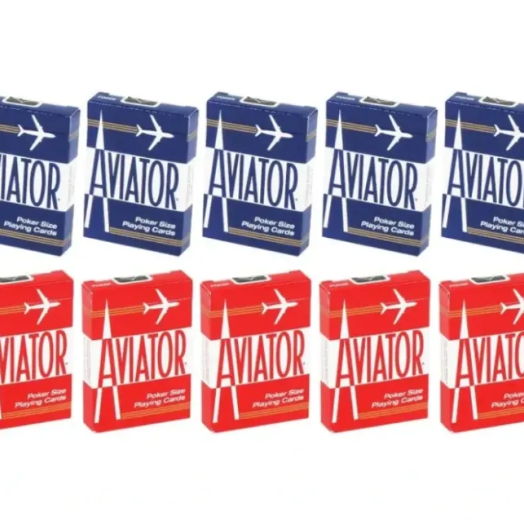 Cards>Aviator Standard Index Playing Cards - 5 Red Decks and 5 Blue Decks - Your Source for Gaming Essentials