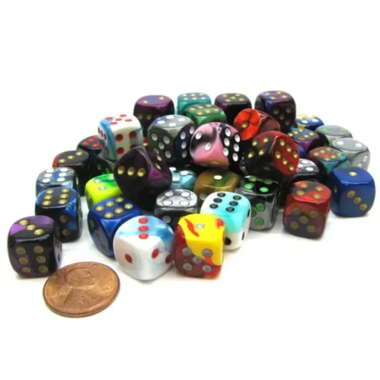 Dice>Bag of 50 Assorted Loose Gemini 12mm D6 with Pip - Your Source for Gaming Essentials