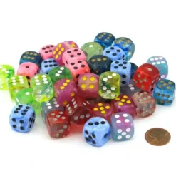 Dice>Bag of 50 Assorted Loose Lab Dice 2 16mm D6 Chessex Dice with Pips - Your Source for Gaming Essentials