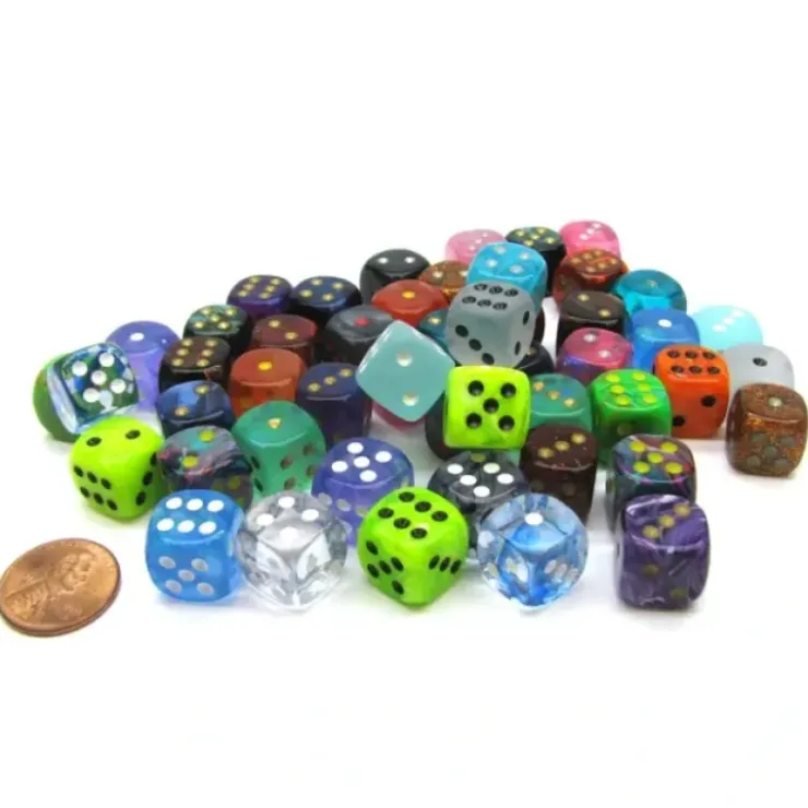 Dice>Bag of 50 Assorted Loose Signature 12mm D6 Dice - Your Source for Gaming Essentials