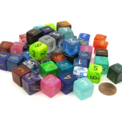 Dice>Bag of 50 Assorted Loose Signature Polyhedral Numbered 15mm D6 Dice - Your Source for Gaming Essentials