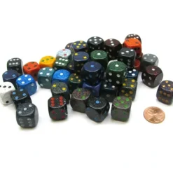 Dice>Bag Of 50 Assorted Loose Speckled 16mm D6 Chessex Dice with Pips - Your Source for Gaming Essentials