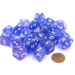 Dice>Bag of 20 Borealis Polyhedral Dice - Purple with White Numbers - Your Source for Gaming Essentials