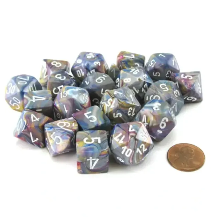 Dice>Bag of 20 Festive Polyhedral Dice - Carousel with White Numbers - Your Source for Gaming Essentials