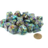 Dice>Bag of 20 Festive Polyhedral Dice - Mosaic with Yellow Numbers - Your Source for Gaming Essentials