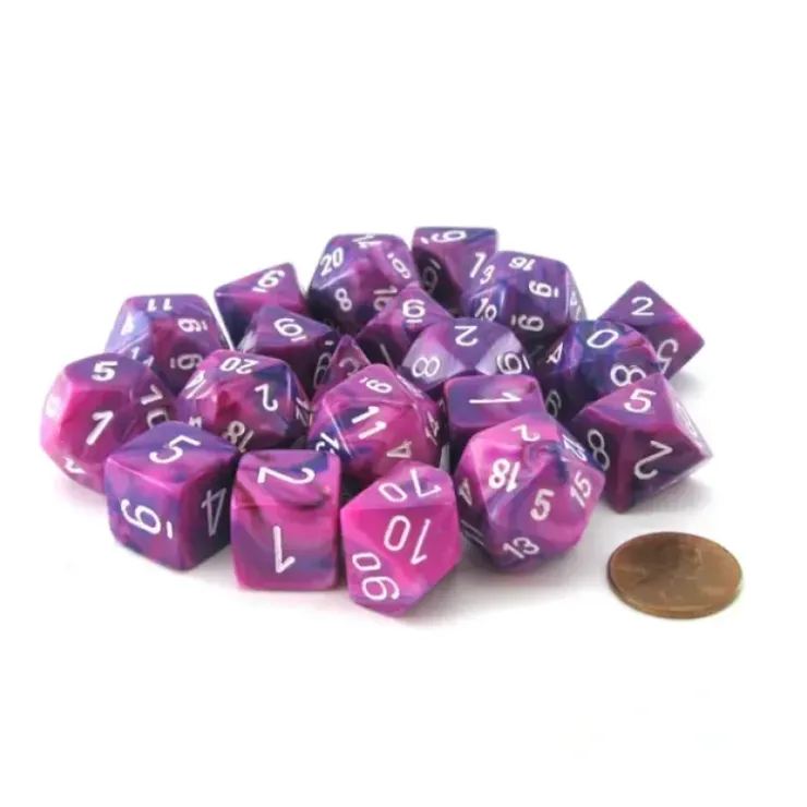 Dice>Bag of 20 Festive Polyhedral Dice - Violet with White Numbers - Your Source for Gaming Essentials