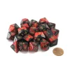 Dice>Bag of 20 Gemini Polyhedral Dice - Black-Red with Gold Numbers - Your Source for Gaming Essentials