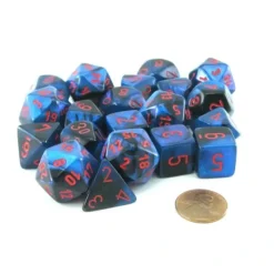 Dice>Bag of 20 Gemini Polyhedral Dice - Black-Starlight with Red Numbers - Your Source for Gaming Essentials