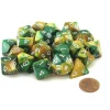 Dice>Bag of 20 Gemini Polyhedral Dice - Gold-Green with White Numbers - Your Source for Gaming Essentials