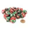 Dice>Bag of 20 Gemini Polyhedral Dice - Green-Red with White Numbers - Your Source for Gaming Essentials