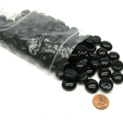 Board Games>Bag of 100 Glass Stones Game Markers - Black - Your Source for Gaming Essentials