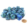 Dice>Bag of 20 Lustrous Polyhedral Dice - Dark Blue with Green Numbers - Your Source for Gaming Essentials