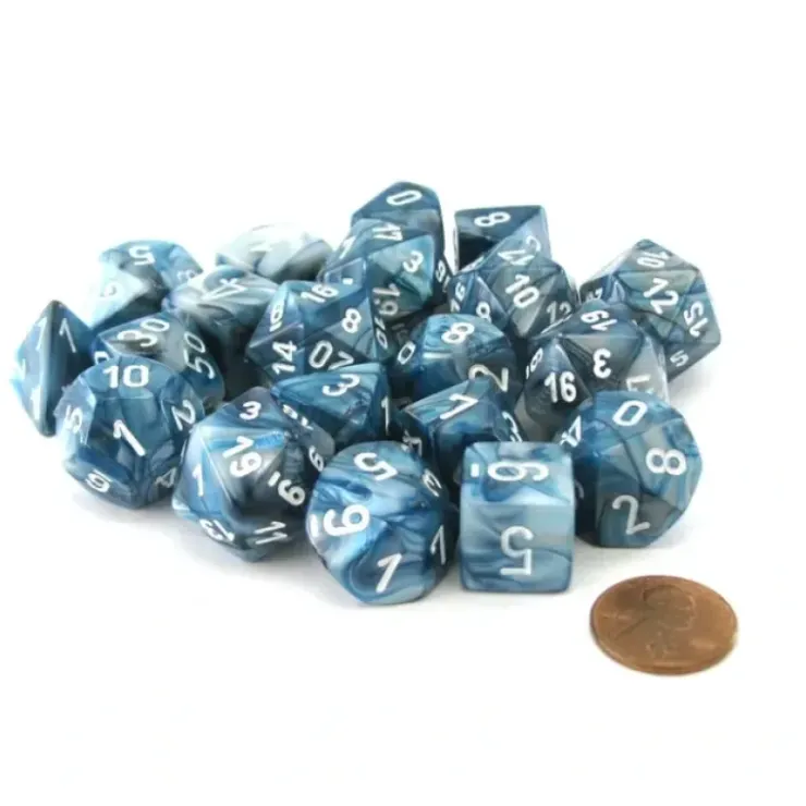Dice>Bag of 20 Lustrous Polyhedral Dice - Slate with White Numbers - Your Source for Gaming Essentials
