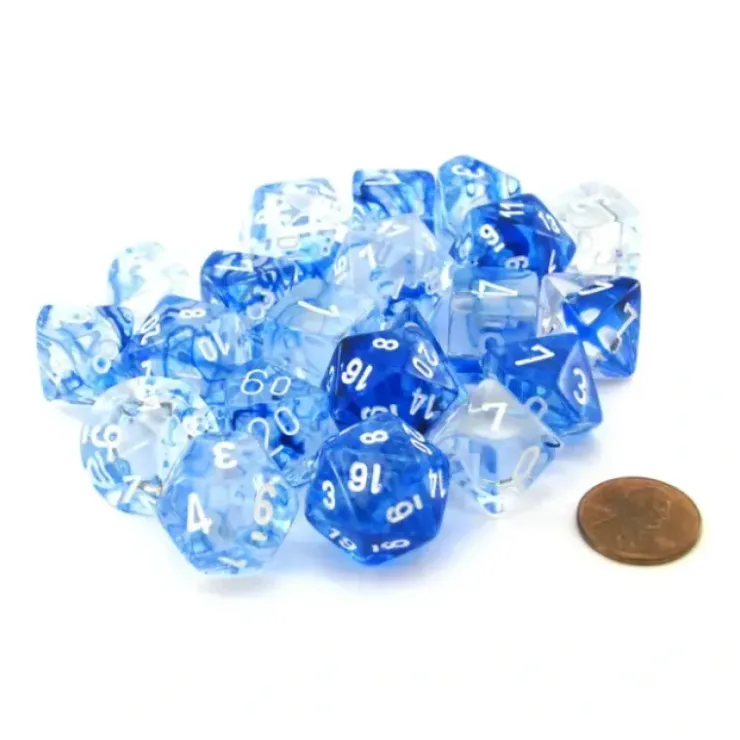 Dice>Bag of 20 Nebula Polyhedral Dice - Dark Blue with White Numbers - Your Source for Gaming Essentials