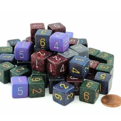 Dice>Bag of 50 Speckled 16mm D6 Numbered Dice - Your Source for Gaming Essentials