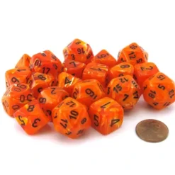Dice>Bag of 20 Vortex Polyhedral Dice - Orange with Black Numbers - Your Source for Gaming Essentials