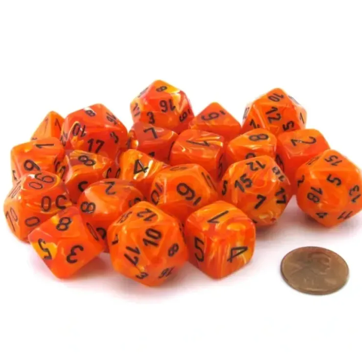 Dice>Bag of 20 Vortex Polyhedral Dice - Orange with Black Numbers - Your Source for Gaming Essentials