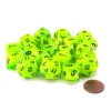 Dice>Bag of 20 Vortex Polyhedral Dice- Bright Green with Black Numbers - Your Source for Gaming Essentials