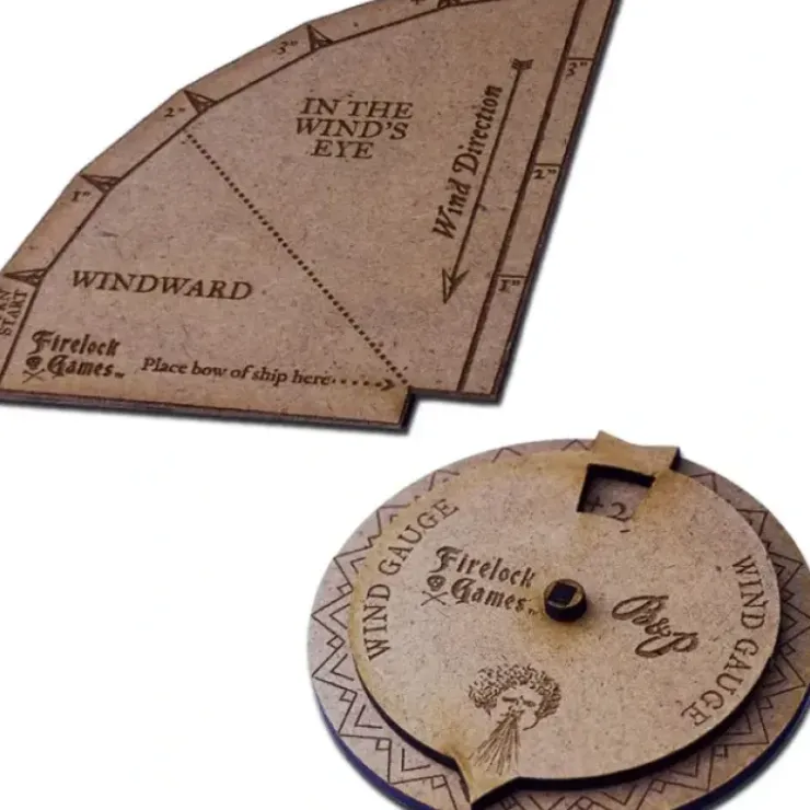 Board Games>Blood & Plunder Template Set: Wooden Turning Gauge and Wind Direction Compass - Your Source for Gaming Essentials