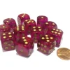 Dice>Borealis 16mm D6 Chessex Dice Block (12 Dice) - Magenta with Gold Pips - Your Source for Gaming Essentials