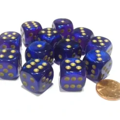 Dice>Borealis 16mm D6 Chessex Dice Block (12 Dice) - Royal Purple with Gold Pips - Your Source for Gaming Essentials