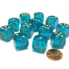 Dice>Borealis 16mm D6 Chessex Dice Block (12 Dice) - Teal with Gold Pips - Your Source for Gaming Essentials