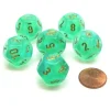Dice>Borealis 18mm 12 Sided D12 Chessex Dice, 6 Pieces - Light Green with Gold - Your Source for Gaming Essentials