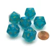 Dice>Borealis 20 Sided D20 Chessex Dice, 6 Pieces - Teal with Gold Numbers - Your Source for Gaming Essentials