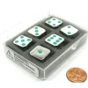 Dice>Box of 6 Zinc Metal Alloy D6 15mm Heavy Dice - Green Pips - Your Source for Gaming Essentials