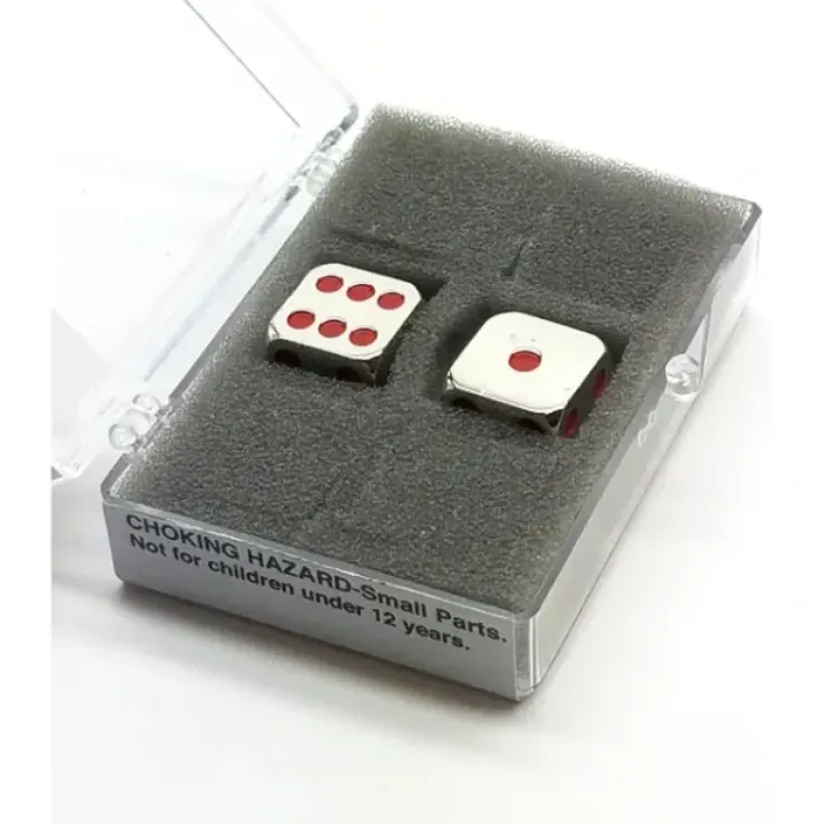 Dice>Box of 2 Zinc Metal Alloy D6 15mm Heavy Dice - Red Pips - Your Source for Gaming Essentials