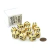 Dice>Case of 12 Deluxe Opaque 16mm Round Edge Dice - Ivory with Black Pips - Your Source for Gaming Essentials