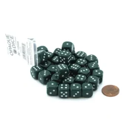 Dice>Case of 36 Deluxe Opaque Small 12mm Round Edge Dice - Green with White Pips - Your Source for Gaming Essentials