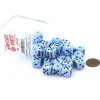 Dice>Case of 36 Deluxe Swirl Small 12mm Round Edge Dice - Blue with Black Pips - Your Source for Gaming Essentials