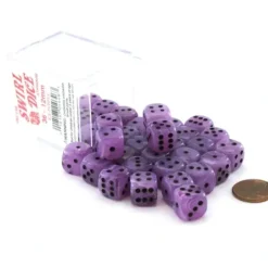 Dice>Case of 36 Deluxe Swirl Small 12mm Round Edge Dice - Ice Purple with Black Pips - Your Source for Gaming Essentials