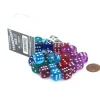 Dice>Case of 36 Deluxe Transparent Small 12mm Round Edge Dice - Assorted Colors - Your Source for Gaming Essentials