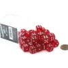 Dice>Case of 36 Deluxe Transparent Small 12mm Round Edge Dice - Red with White Pips - Your Source for Gaming Essentials