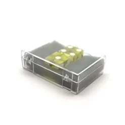 Dice>Case of 2 Large 19mm Transparent Non-Precision Dice - Yellow with White Pips - Your Source for Gaming Essentials