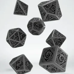Dice>Celtic Dice Set 3D Grey/Black (7) - Your Source for Gaming Essentials