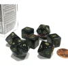 Dice>Cheater's Polyhedral 7-Dice Chessex Set - Pearlescent Black-Gray with Gold - Your Source for Gaming Essentials