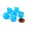 Dice>Cirrus 16mm Tens D10 (00-90) Dice, 6 Pieces - Light Blue with White Numbers - Your Source for Gaming Essentials