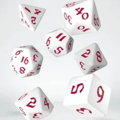 Dice>Classic Runic 7 Piece Polyhedral Dice Set - White & Red - Your Source for Gaming Essentials