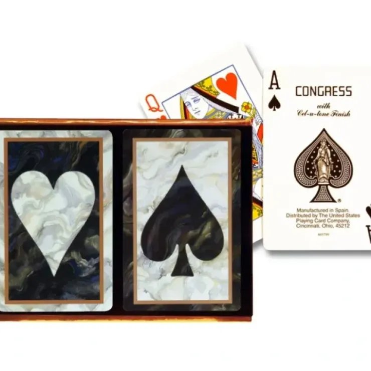 Cards>Congress Black Marble Cellutone Finish Standard 2 Pack Bridge Playing Cards - Your Source for Gaming Essentials