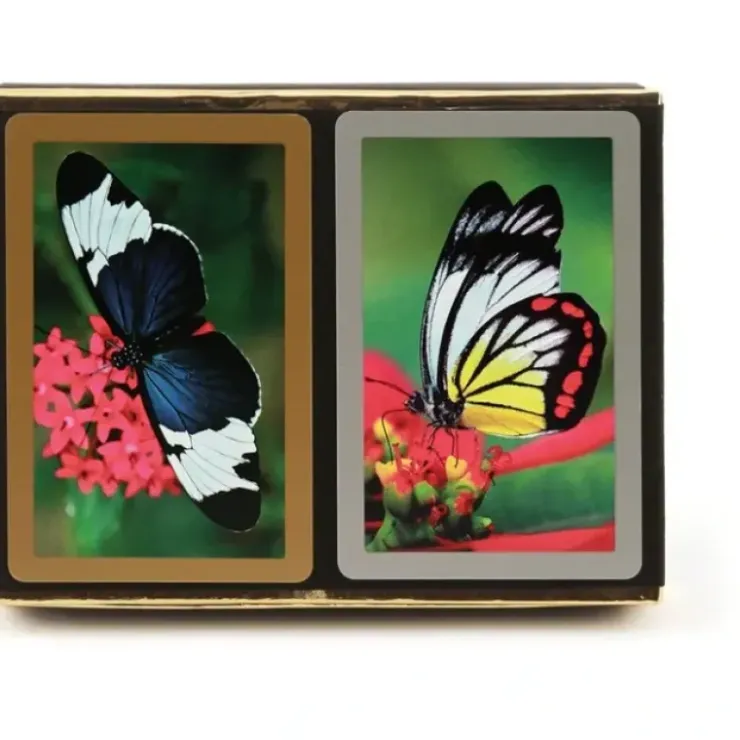 Cards>Congress Butterflies Standard Index Bridge Playing Cards - 2 Deck Set - Your Source for Gaming Essentials