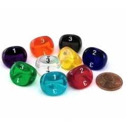 Dice>D3 Dice, Translucent 3-Sided Dice, 6 Pieces - Choose your color - Your Source for Gaming Essentials