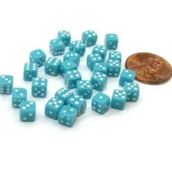 Dice>30 Deluxe Rounded Corner Six Sided D6 5mm .197 Inch Small Tiny Dice - Light Blue - Your Source for Gaming Essentials
