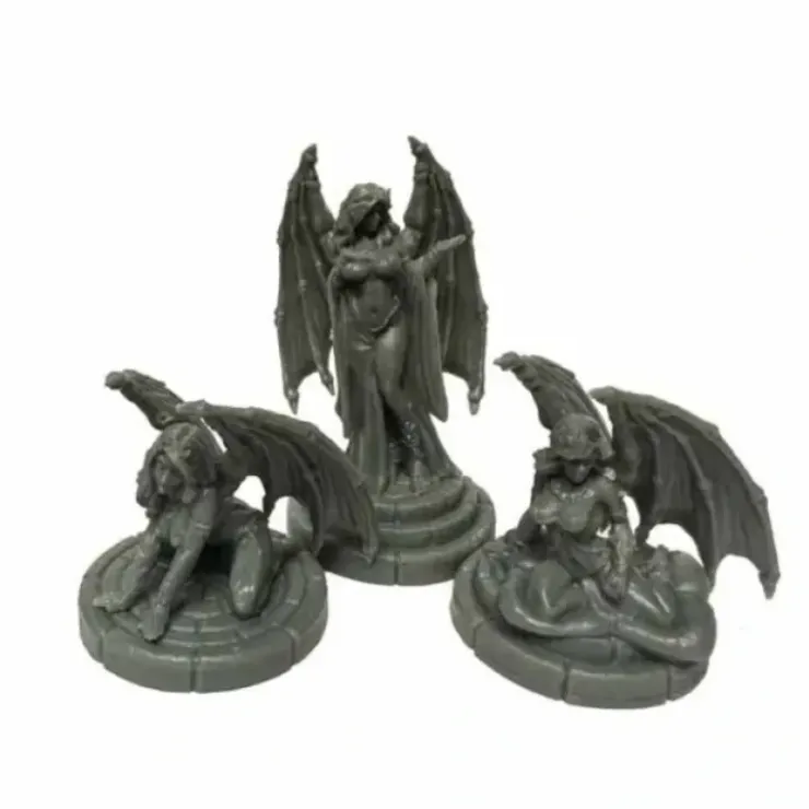 Tabletop Miniatures>Demonic Temptation: Succubi #44160 Bones Black Unpainted Plastic Figures - Your Source for Gaming Essentials